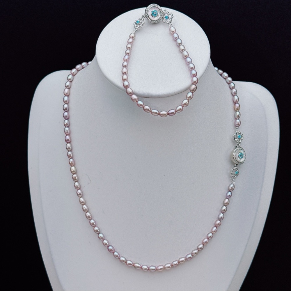 X782 Handmade High Quality Freshwater Baby Pearl Necklace Bracelet Set - Picture 5 of 8